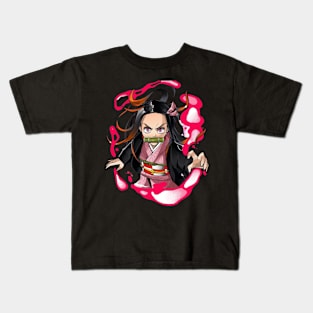 Nezuko on fire Kids T-Shirt